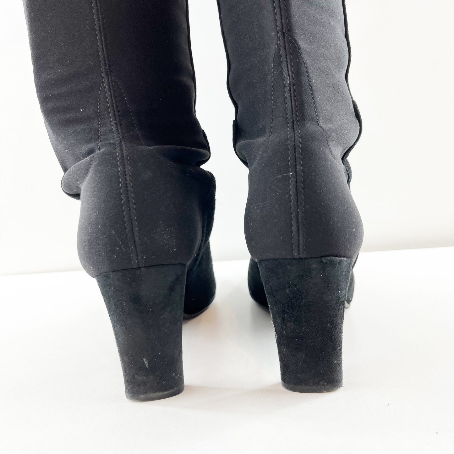 Stuart Weitzman Hijack Heeled Over The Knee Suede Black Boots 8