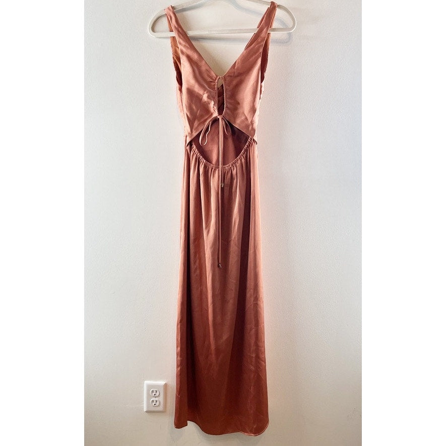 Hello Molly Piece Of Your Love Satin Maxi Dress Rust Coral Peach Pink 2