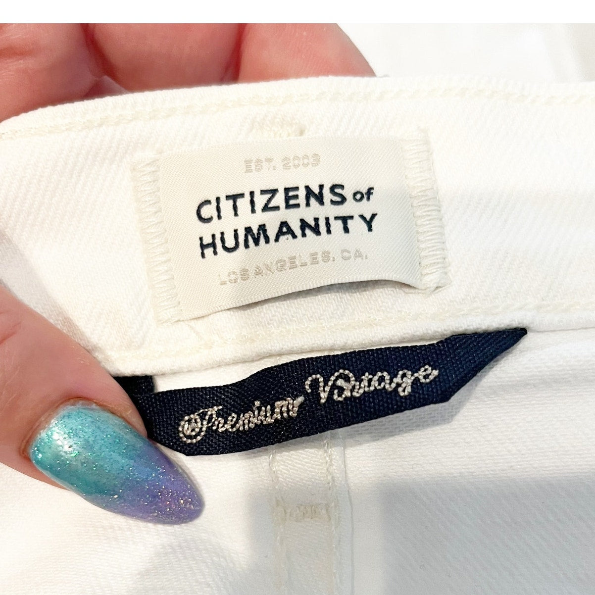 Citizens of Humanity High Rise Cropped Isola Boot Cut Jeans White 25