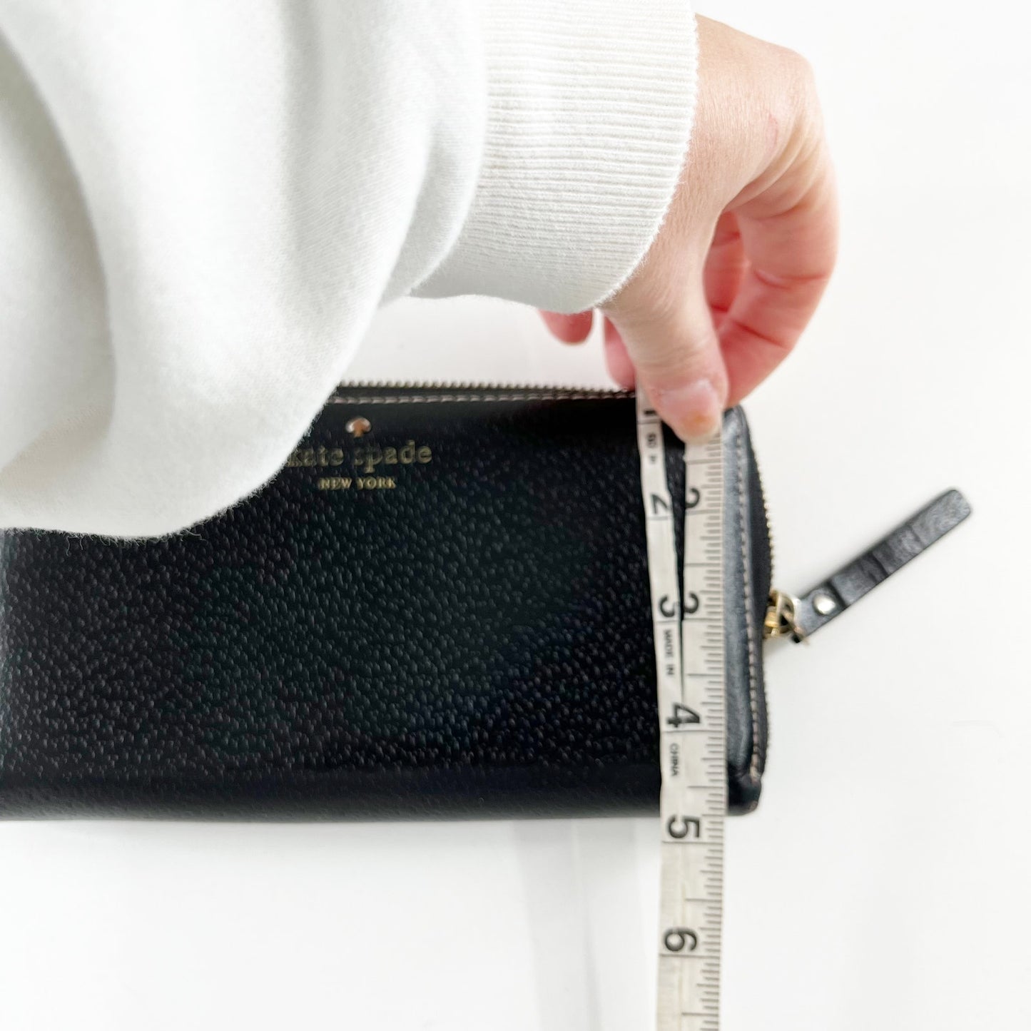 Kate Spade Pebbled Leather Rectangle Zip Around Wallet Black