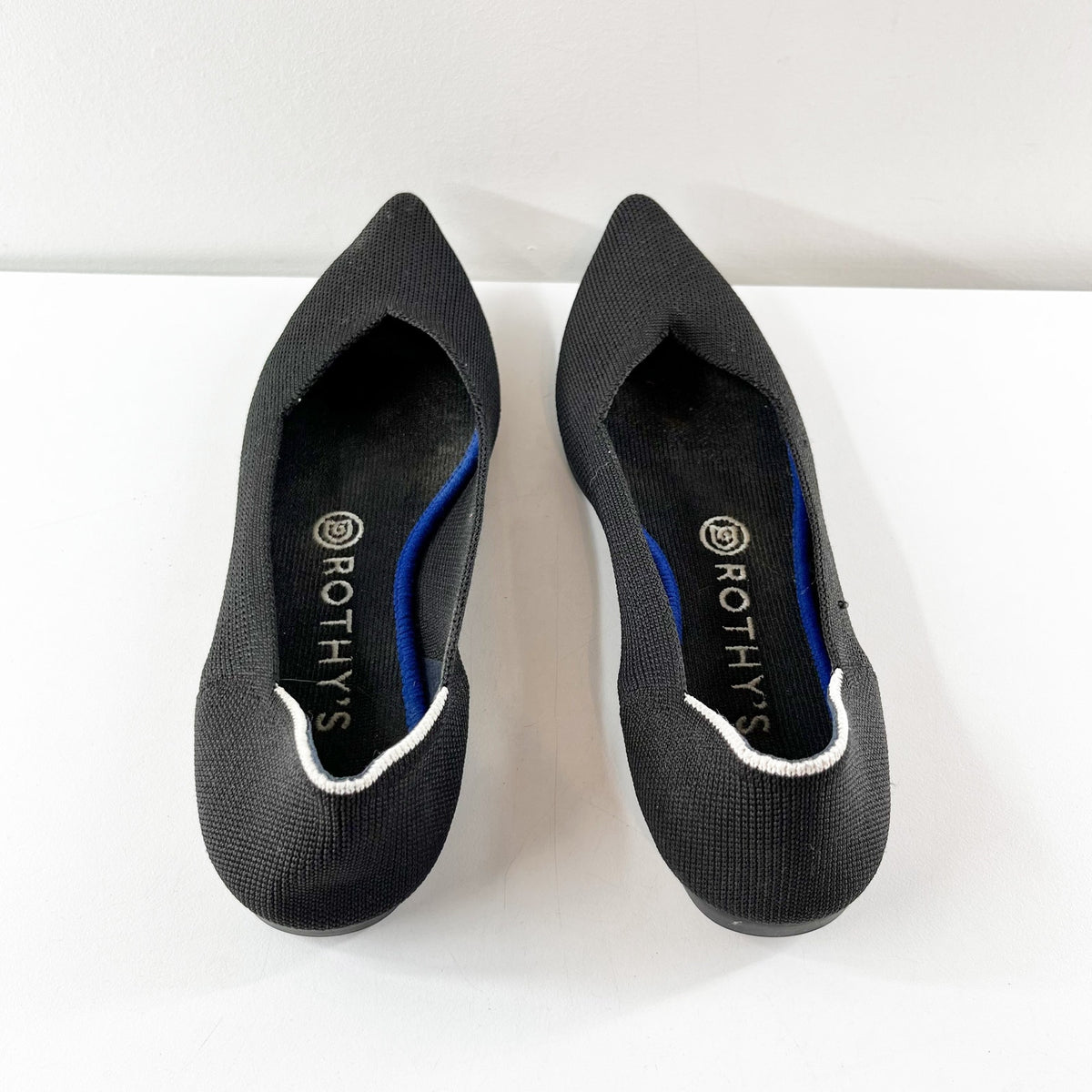 Rothy's The Point Knit Slip On Pointed Toe Ballet Flats Shoes Black 7.5