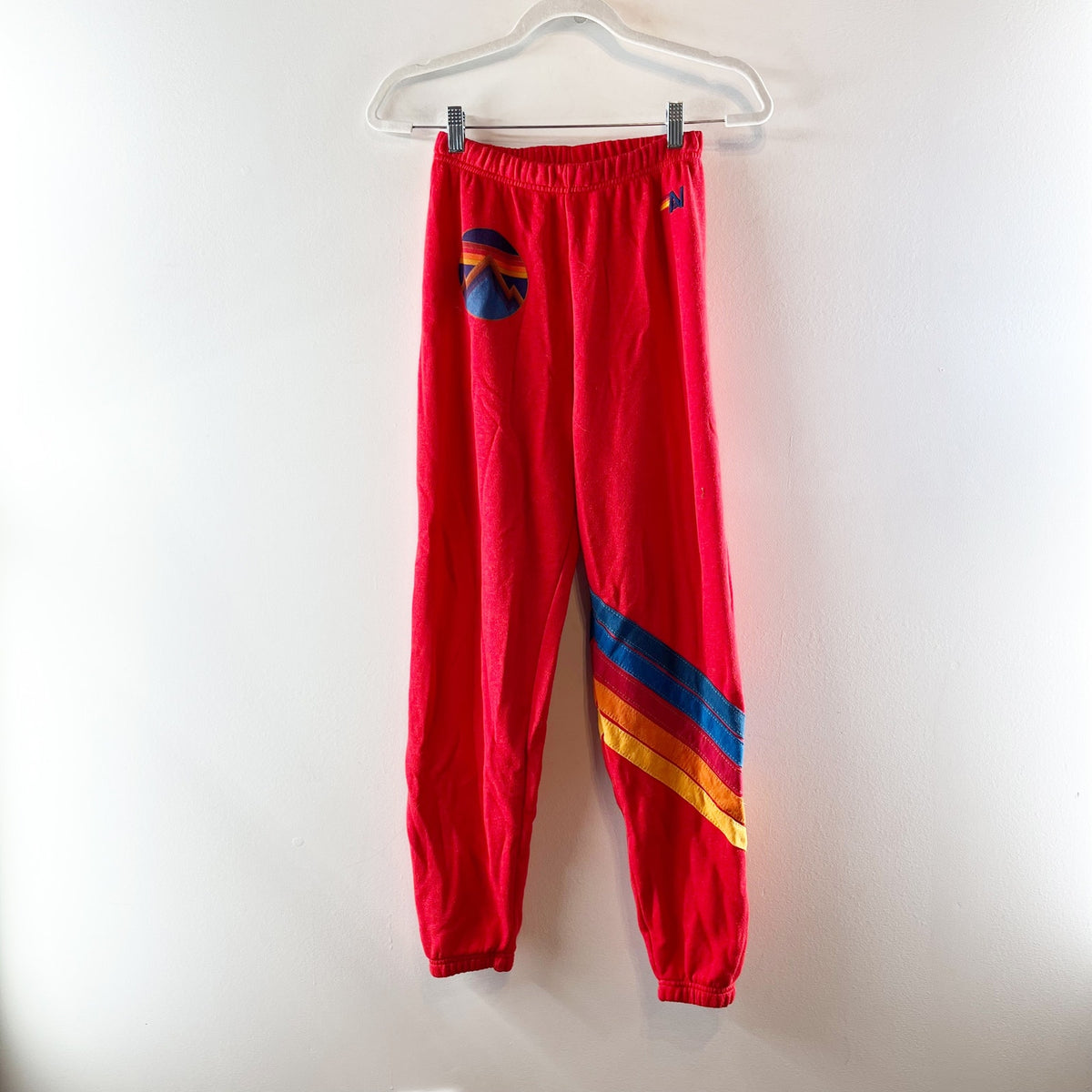 Aviator Nation All Season Circle Chevron Jogger Sweatpants Red XS