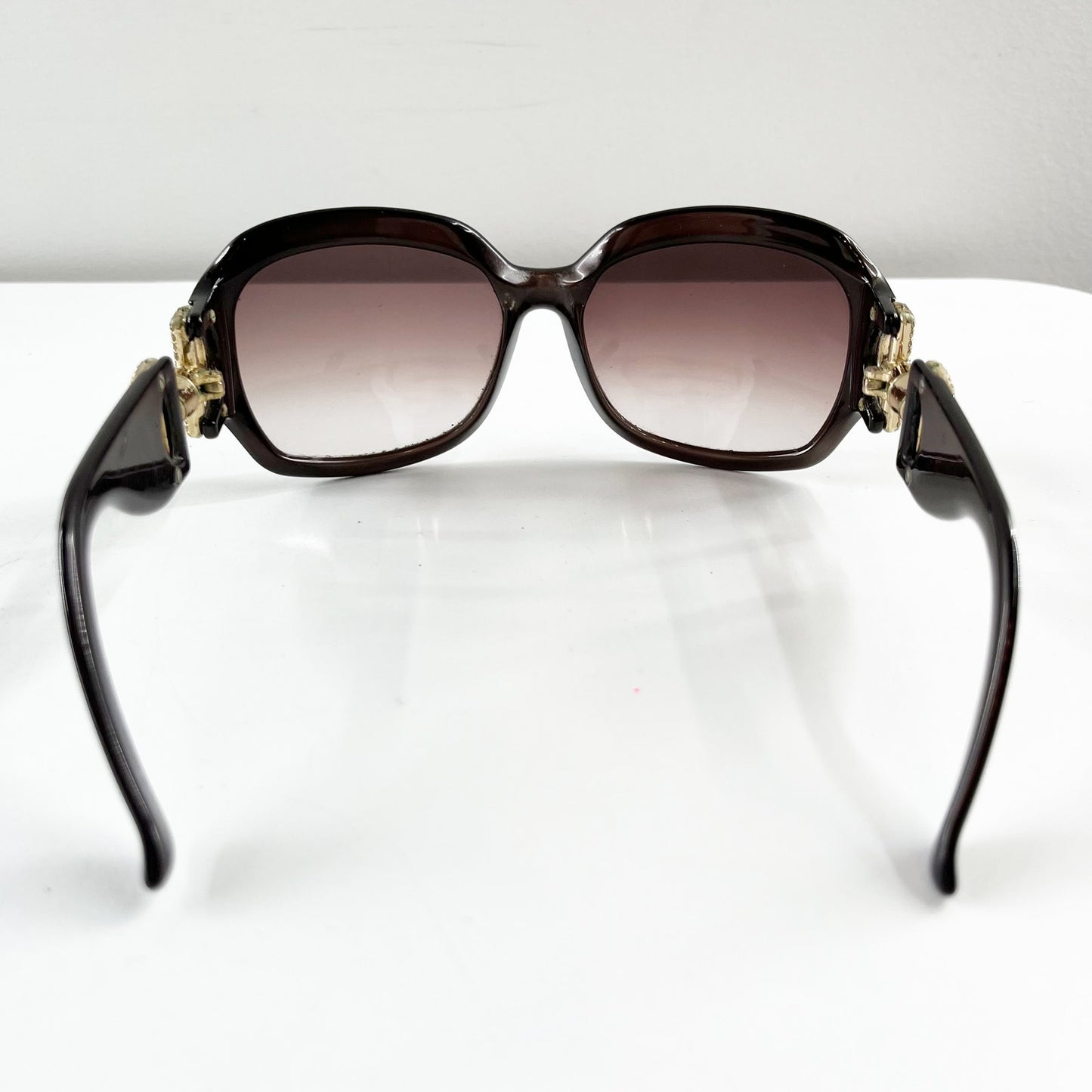 Gucci Oversized Square Round Crystal Horsebit Sunglasses Black