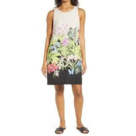 Tommy Bahama Tropolicious Linen Sleeveless Mini Shift Dress Tan Medium