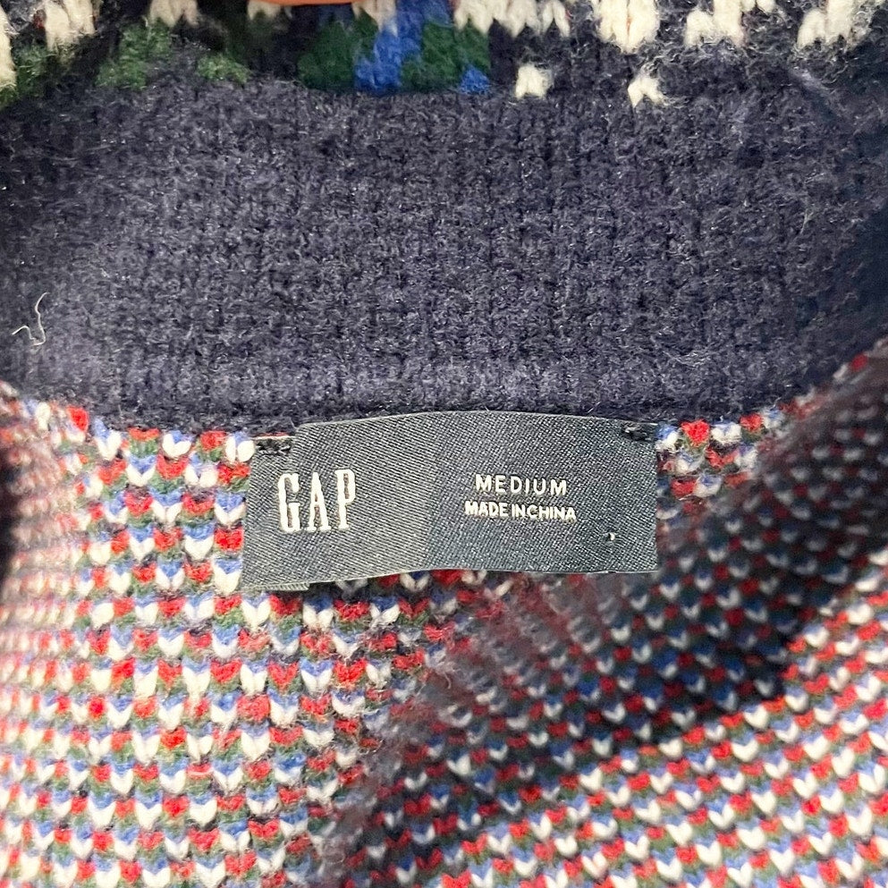 GAP CashSoft Oversized Button Up Shirt Jacket Shacket Navy Blue Plaid Medium