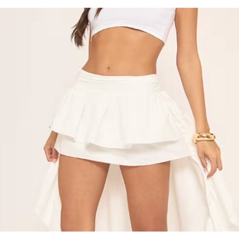 Cotton Candy Layered Eyelet Lace Mini Skirt Skort White Large
