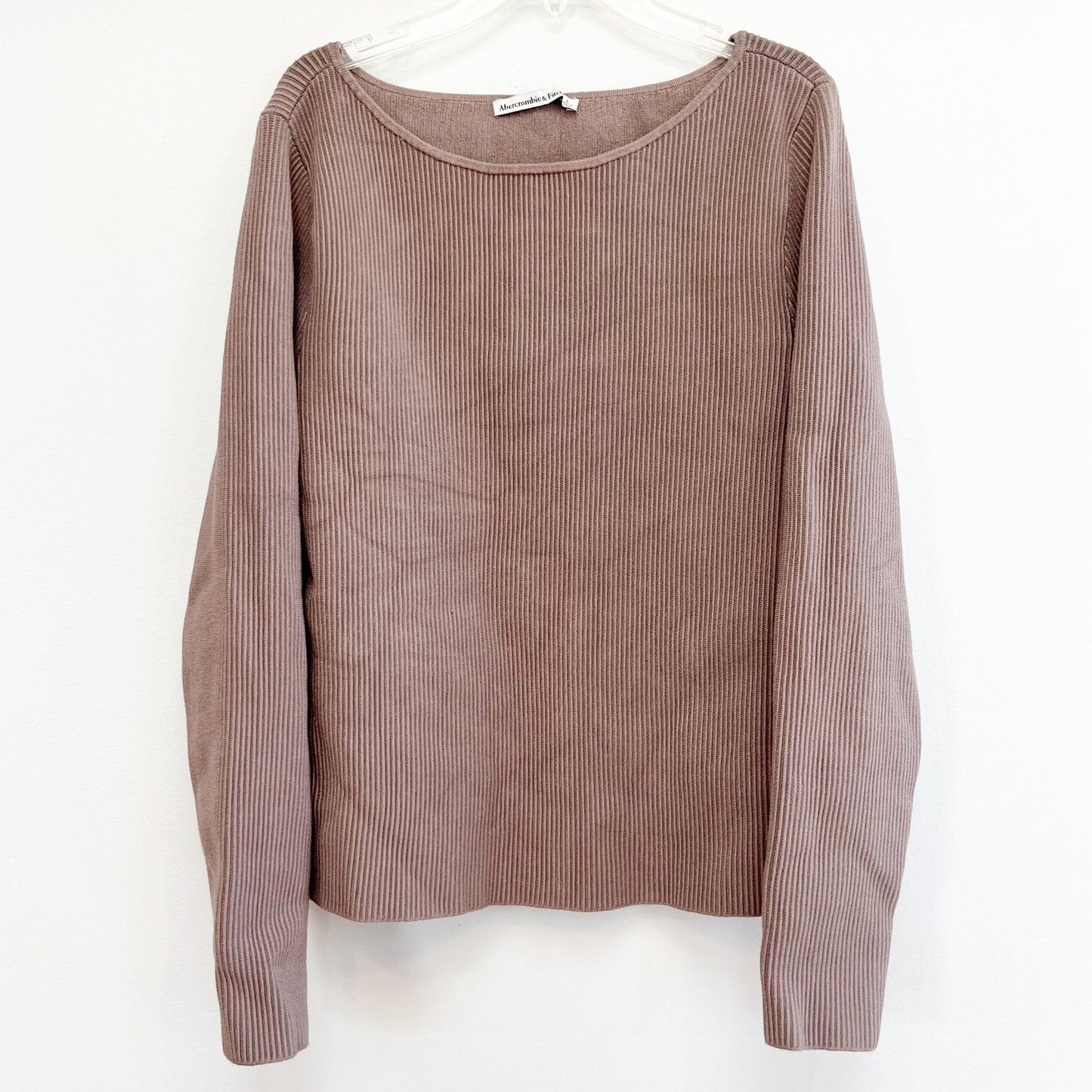 Abercrombie & Fitch Ribbed Knit Long Sleeve Pullover Sweater Tan Beige Large