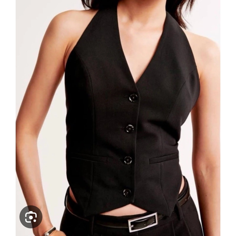 Abercrombie & Fitch Halter Sleeveless Vest Black Medium