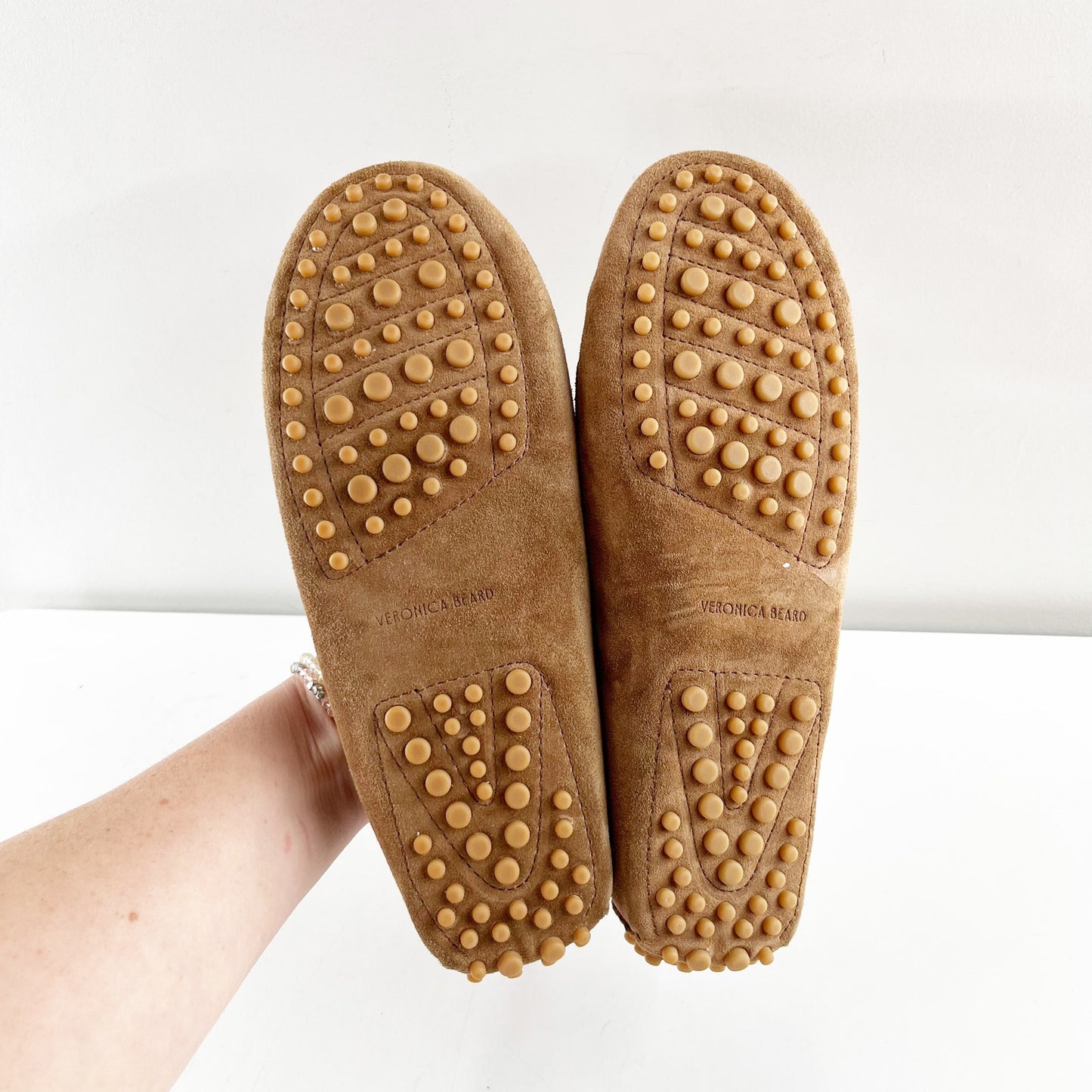 Veronica Beard Jia Suede Leather Slip On Lace Up Flat Boat Shoes Hazelwood 8.5