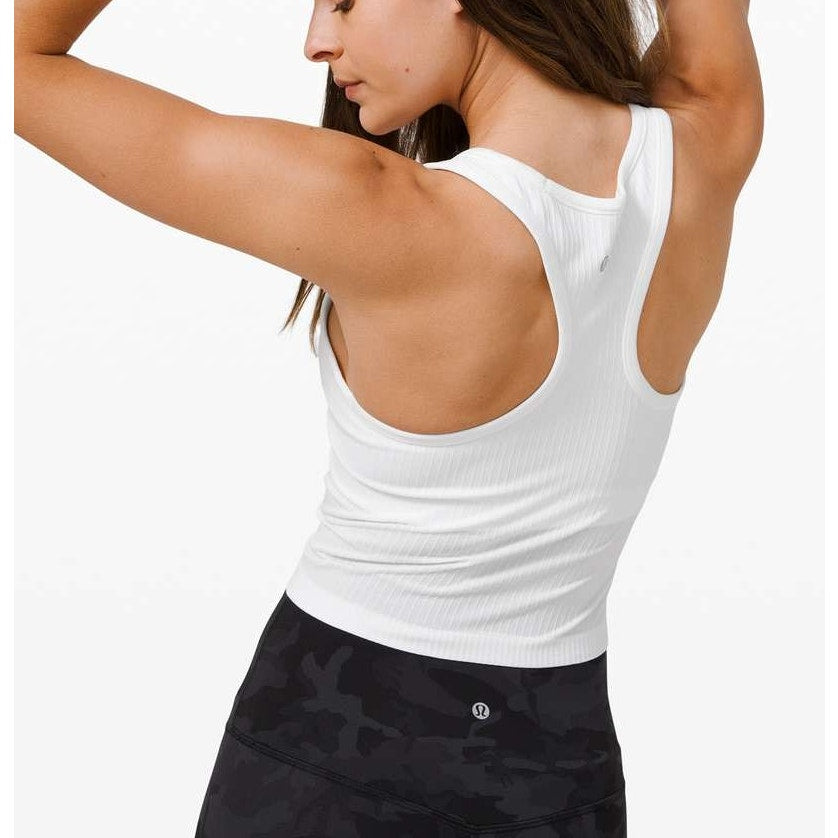 Lululemon Ebb To Street Racerback Ribbed Crop Tank Top White 6