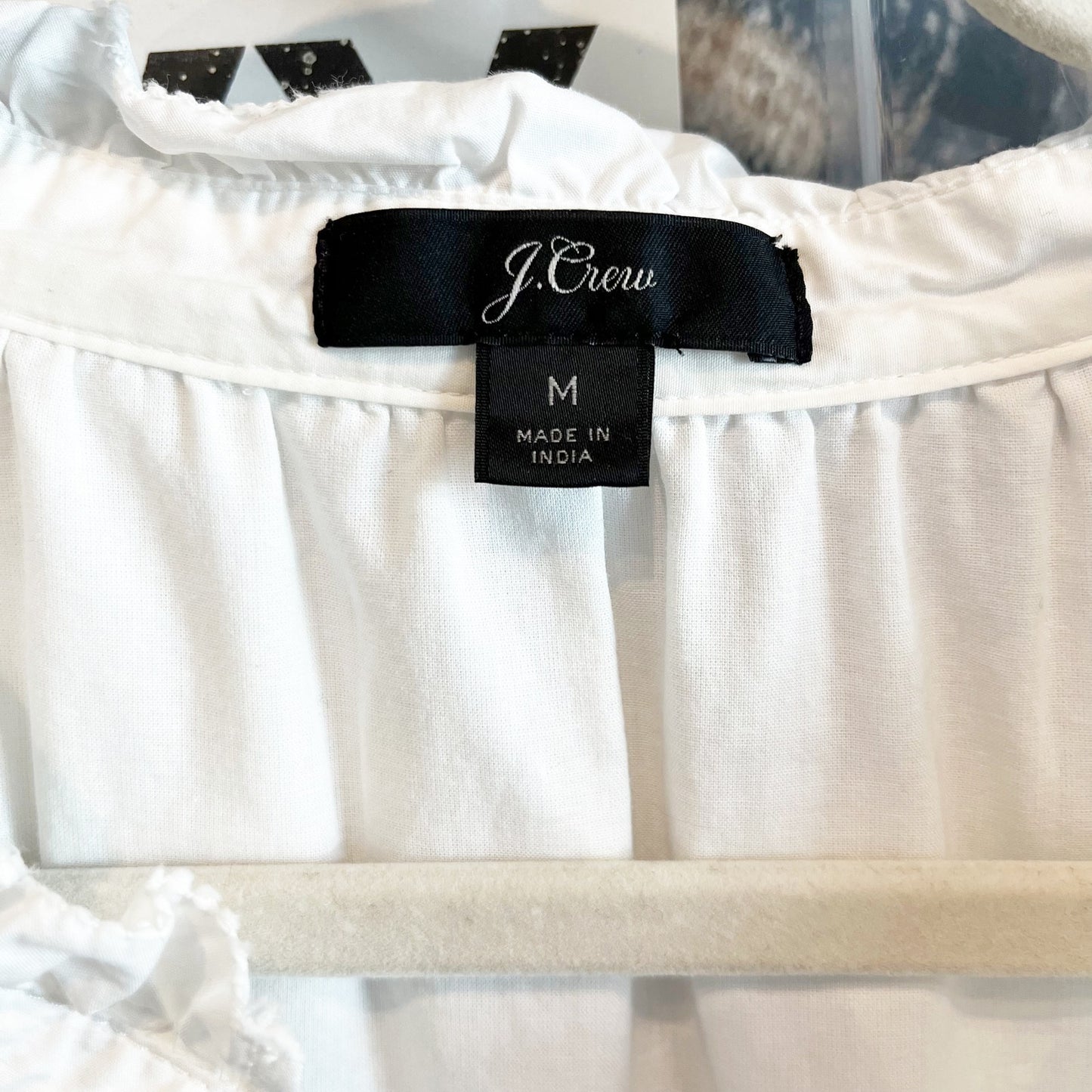 J. Crew 100% Cotton Poplin Tiered Peasant A-Line Boho Mini Dress White Medium