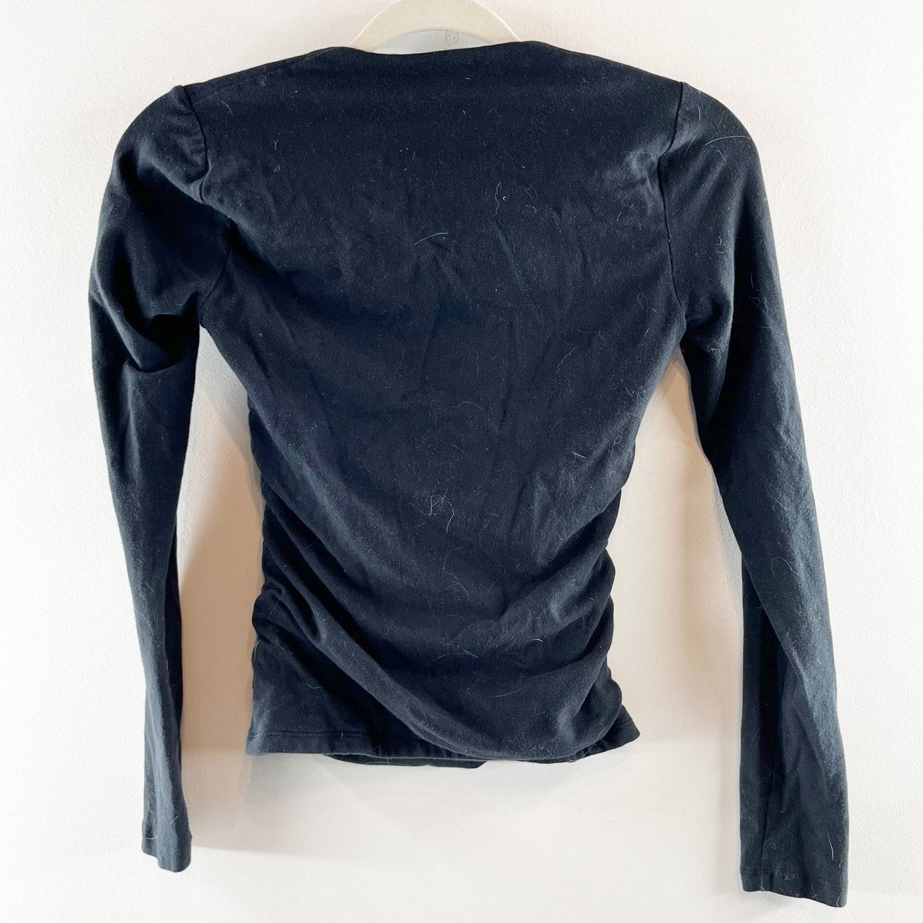 Aberrombie Ava Ruched Square Neck Long Sleeve Top Black Small