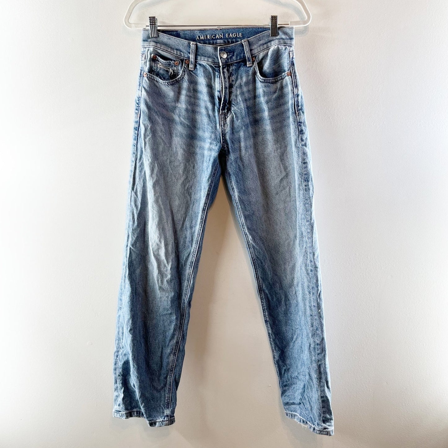 American Eagle AE Ex Boyfriend High Waisted Denim Straight Leg Jeans Blue 00