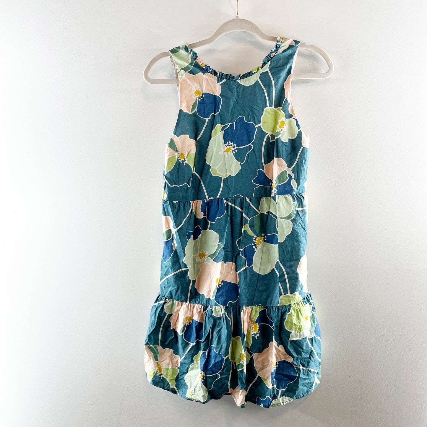 Sezane Alexandra Cotton Sleeveless Floral Mini Dress Green 36 / US 2-4
