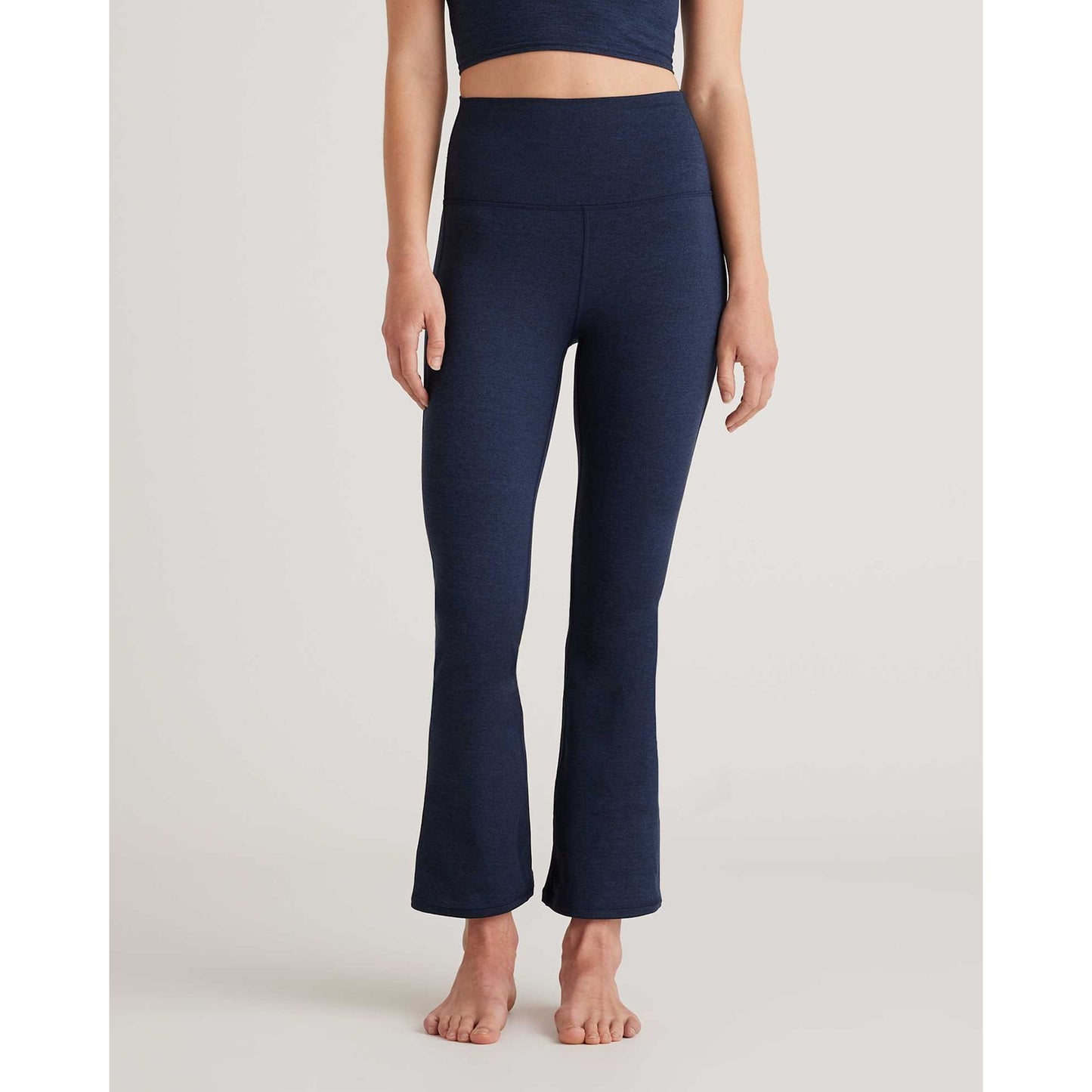 Quince Ultra Soft Cropped Bootcut High Rise Leggings Pants Navy Blue Small