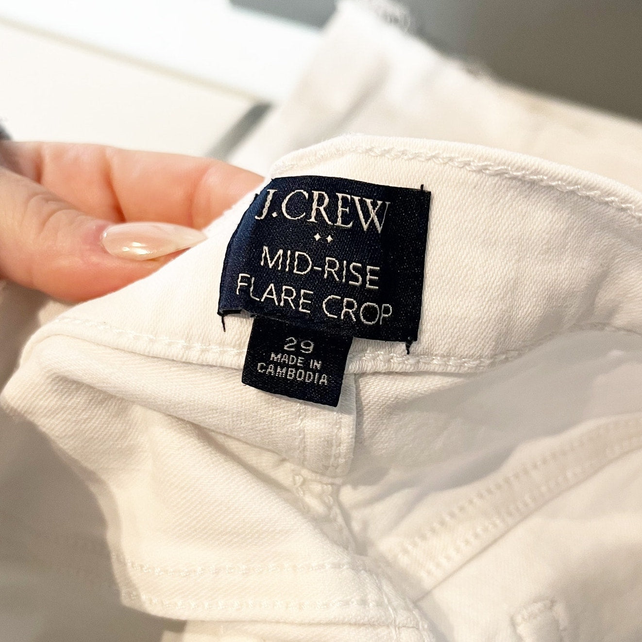 J. Crew Mid Rise Flare Crop Raw Hem Jeans White 29 / 8