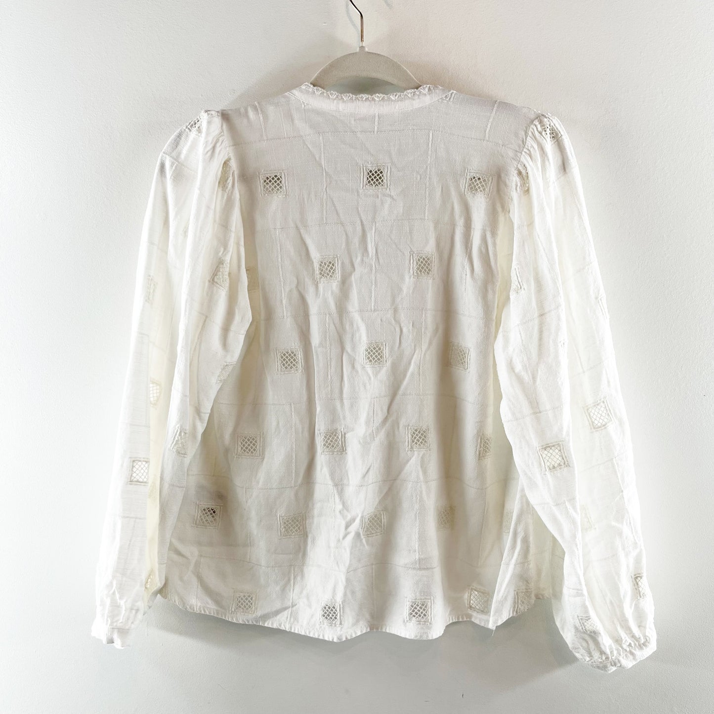 Ba&sh Ravel Long Sleeve Embroidered Eyelet Blouse Shirt Top Cotton 0 Small