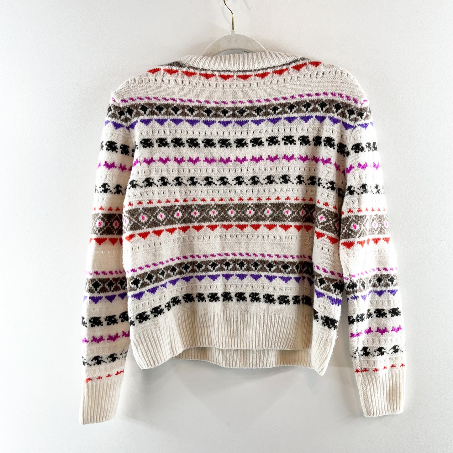 Autumn Cashmere Fair Isle Crew Neck Sweater White Small
