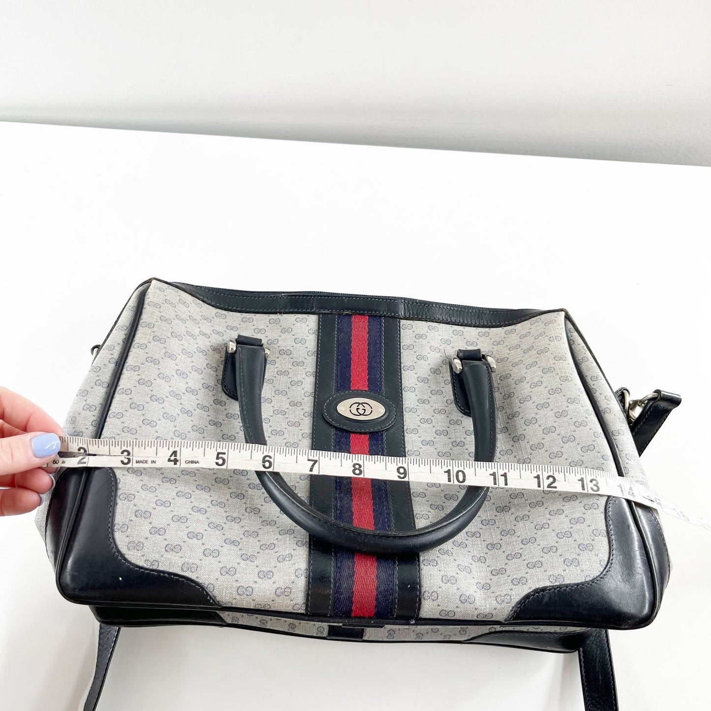 Gucci Ophidia Vintage Canvas Micro GG Monogram Messenger Bag Satchel Gray Black