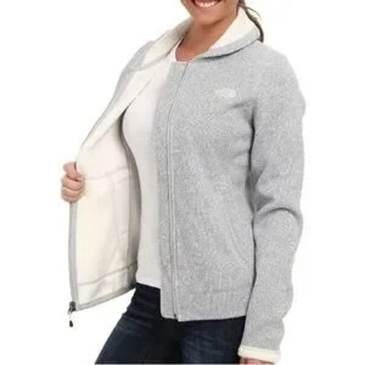 The North Face Banderitas Long Sleeve Full Zip Fleece Jacket Gray Small