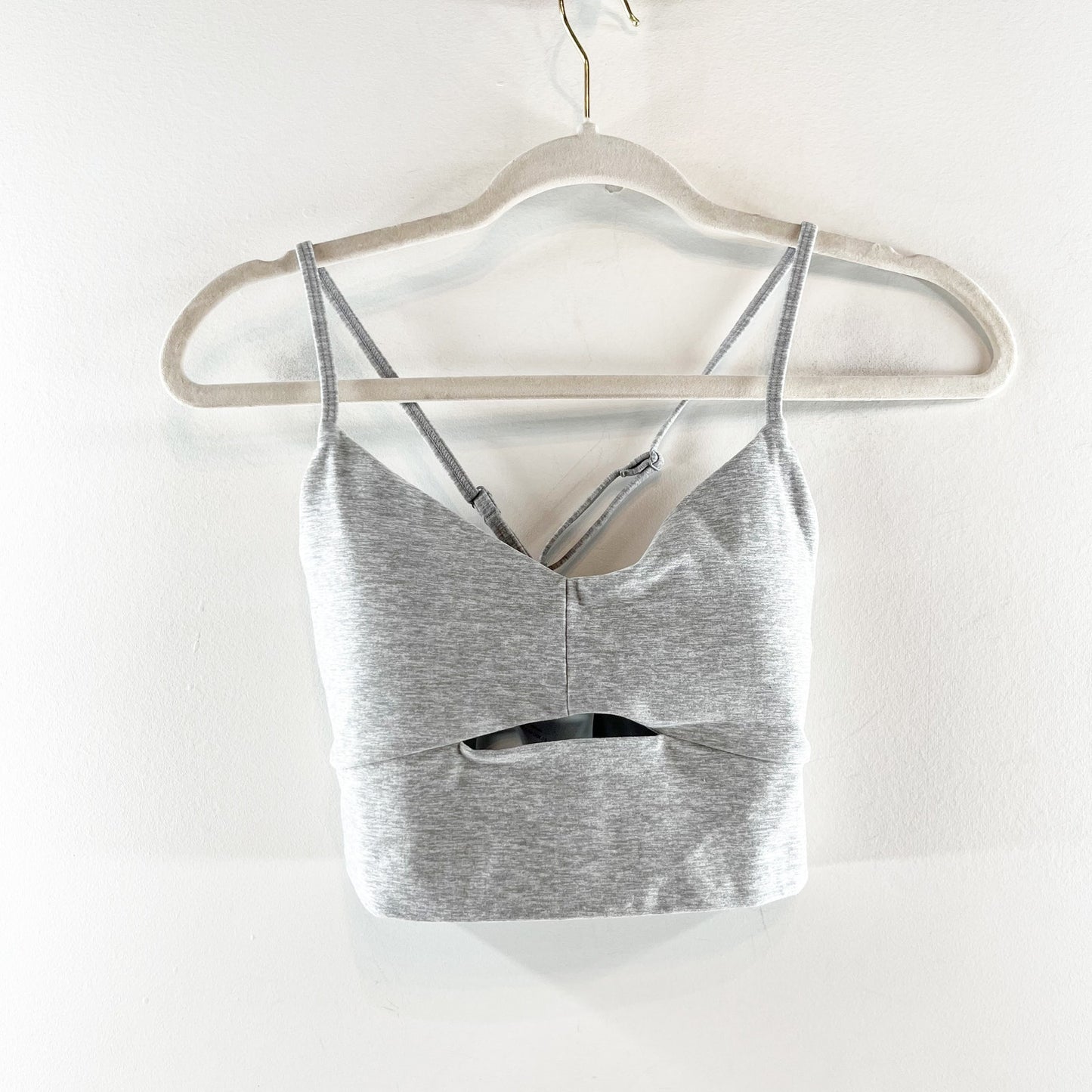 Alosoft Crossback Cutout Highlight Sports Bra Athletic Heather Grey Small