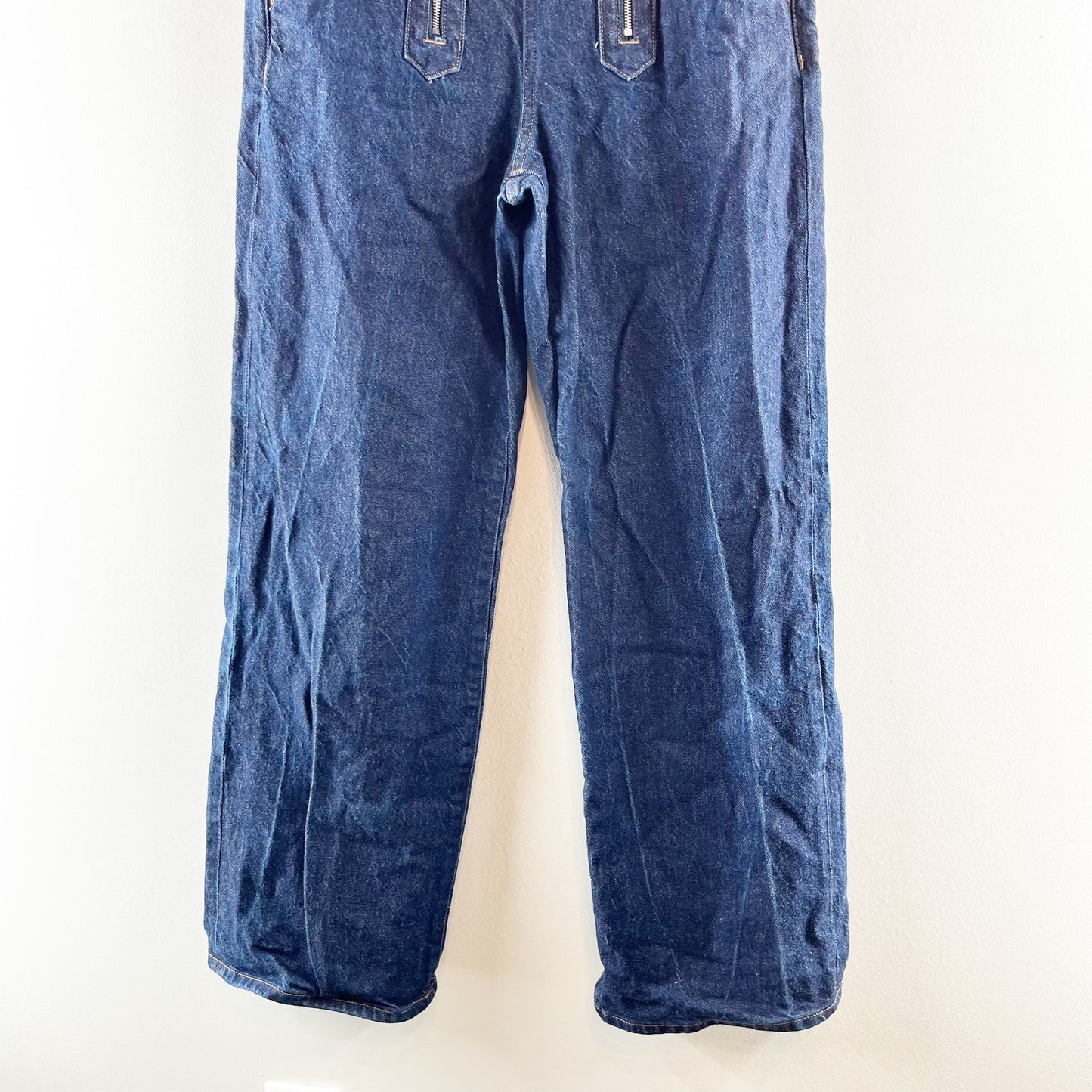 Express High Rise Wide Leg Exposed Double Zipper Dark Wash Jeans 4 Petite