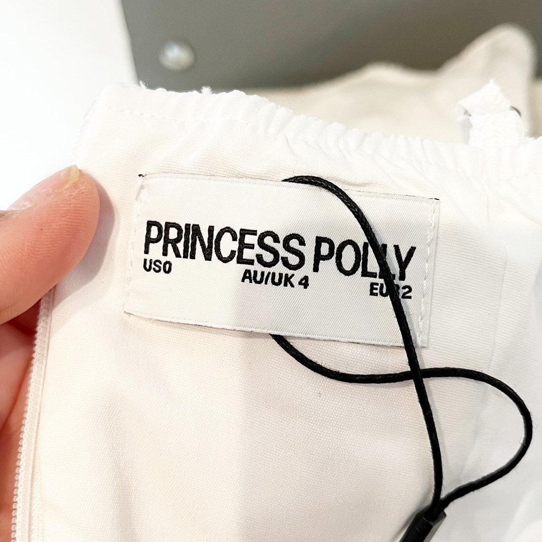 Princess Polly New Chapters Broderie Mini Dress White 0