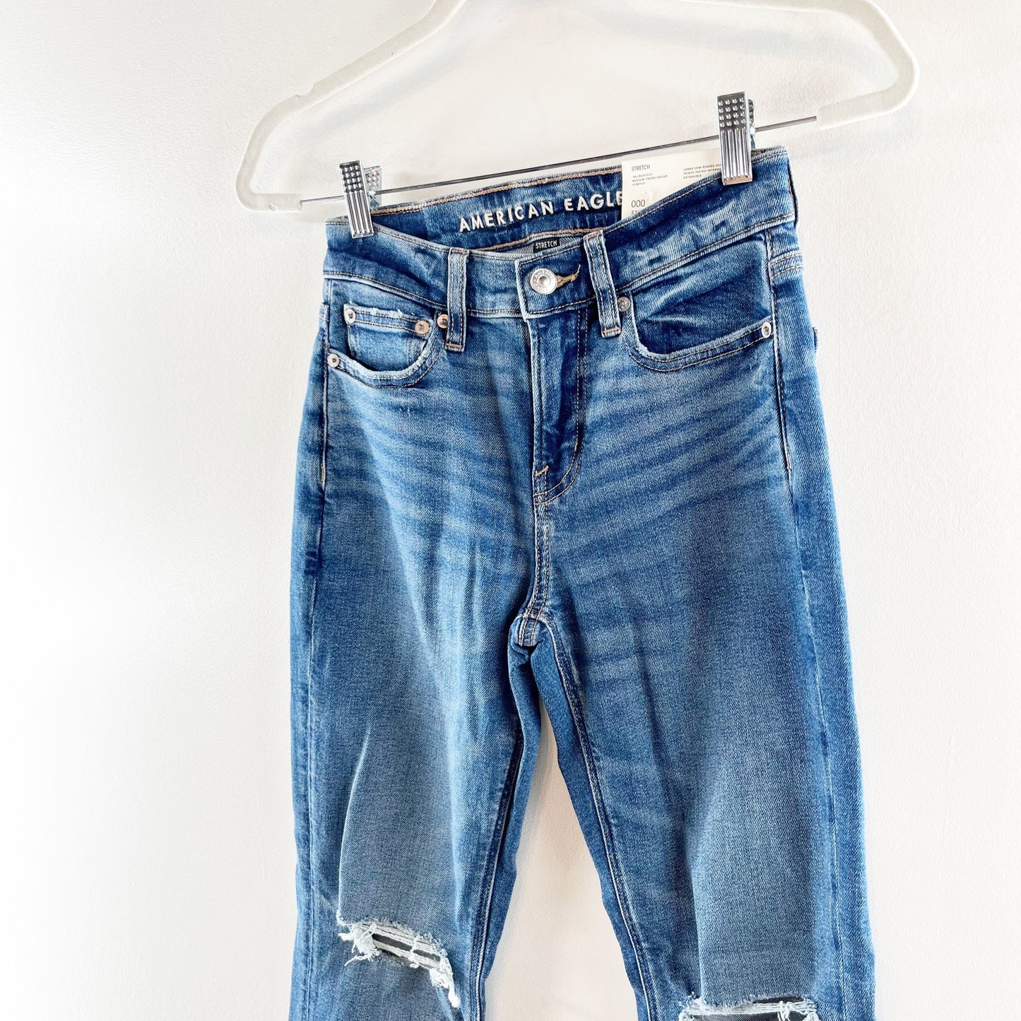 American Eagle Outfitters High Rise Stretch 90s Bootcut Jeans Blue 000 Short