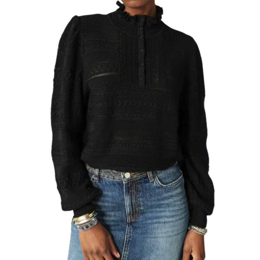 Ba&Sh Vinnie Lady Pullover Jumper Long Sleeve Sweater Black Small