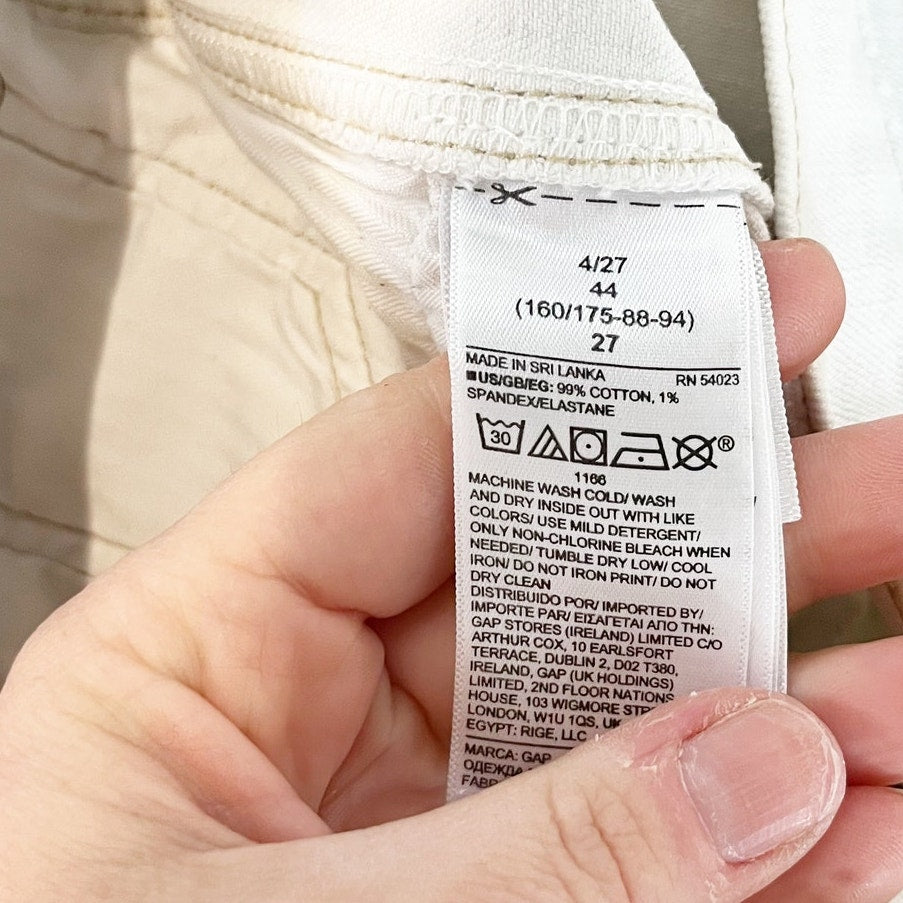 GAP High Rise Cheeky Raw Hem Denim Shorts Off White 4 / 27