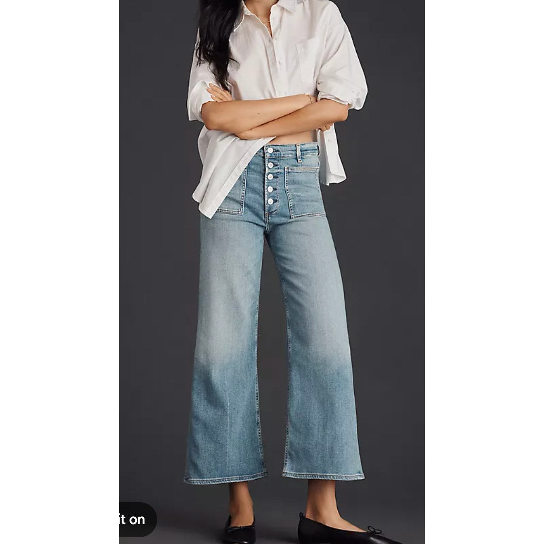 Citizens of Humanity Lyra High Rise Cropped Wide Leg Patch Pocket Jeans Blue 26
