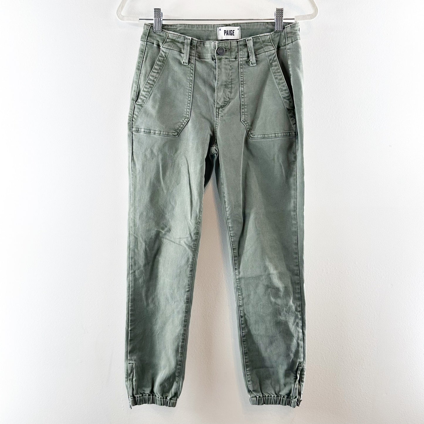 Paige Mayslie High Rise Cropped Jogger Pants Vintage Ivy Green 25 / 0