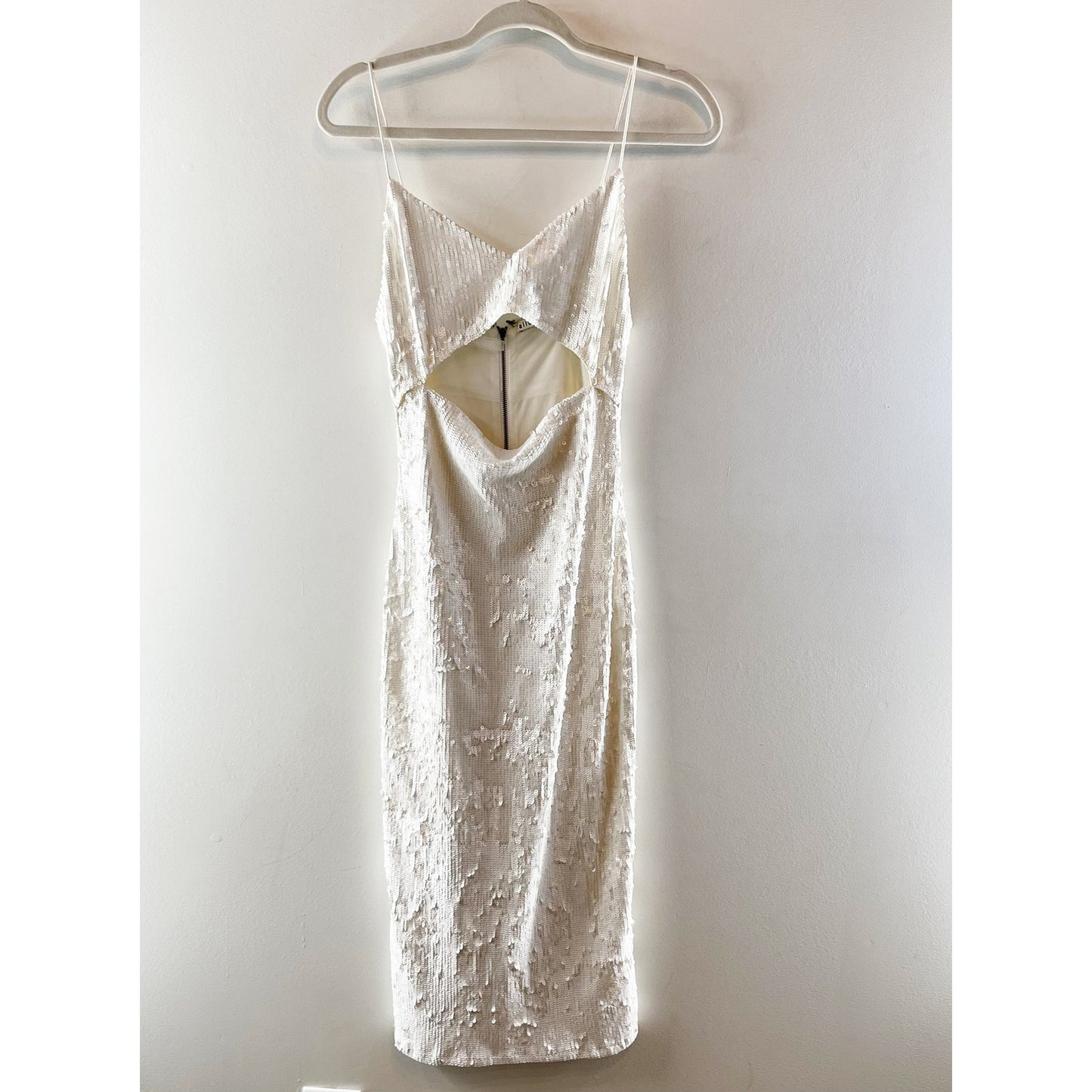 Alice + Olivia Valli Cutout Sequined Mesh Mini Dress White 4