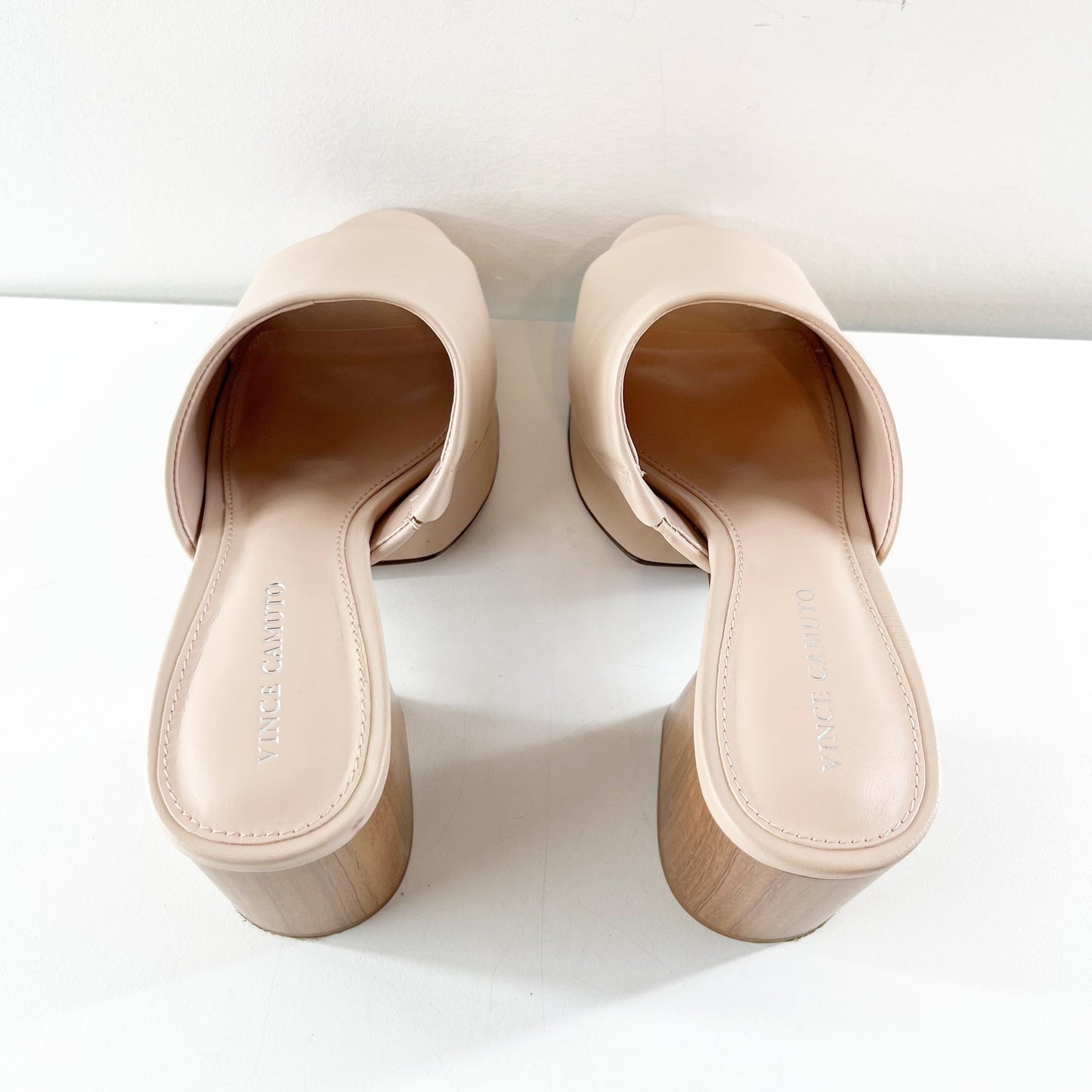 Vince Camuto Feshania Platform Mule Slide Block Heel Sandals Soft Blush Pink 7