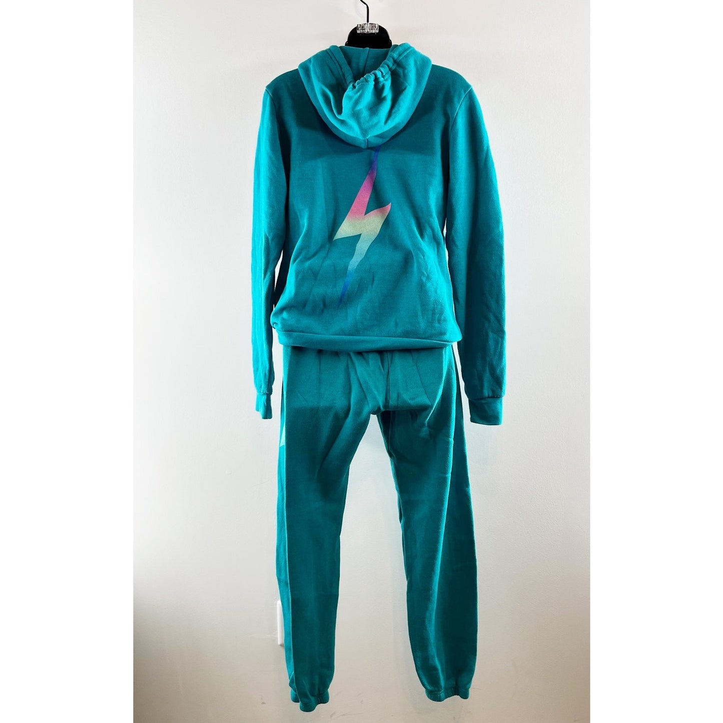 Aviator Nation Bolt Hoodie Sweatshirt Sweatpants Matching Set Teal M / S