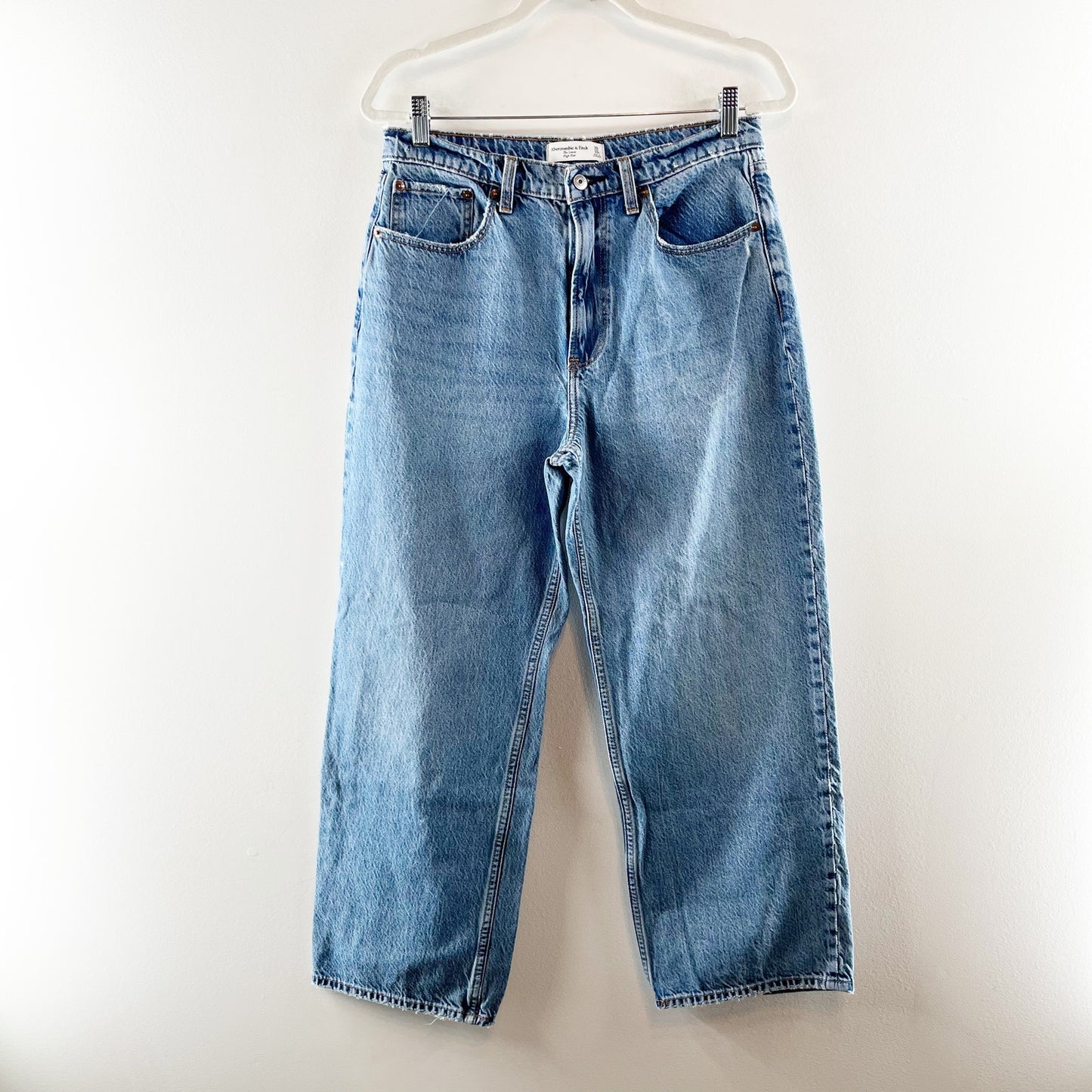 Abercrombie & Fitch The Loose High Rise Straight Leg Jeans Blue 10 Petite