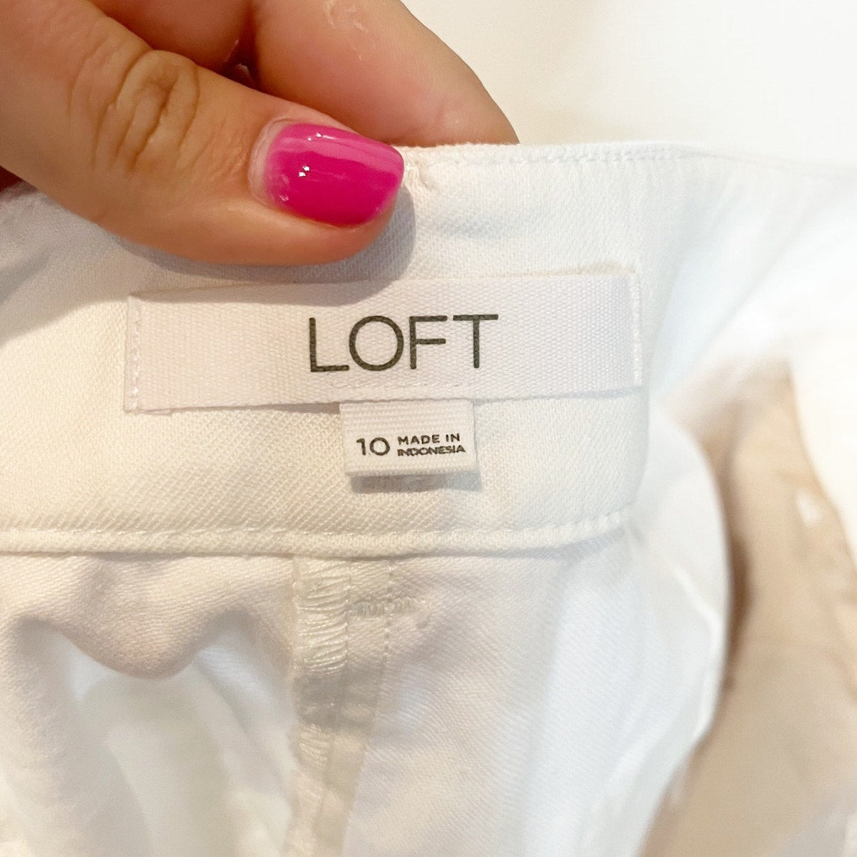 LOFT High Rise Drawstring Waist Wide Leg Trouser Pants White 10