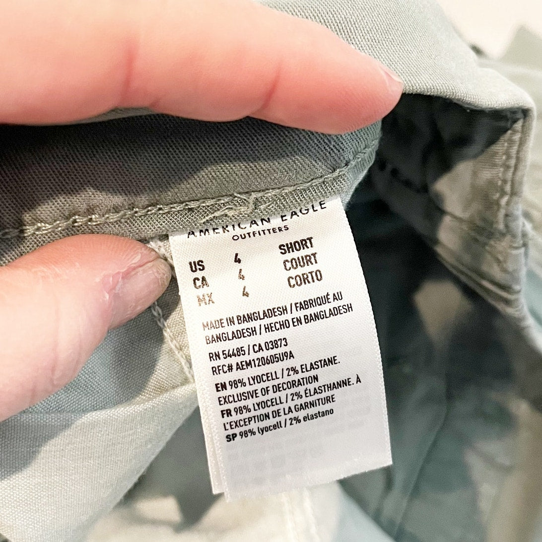 American Eagle Mid Rise Baggy Wide Leg Cargo Pants Green 4 Short