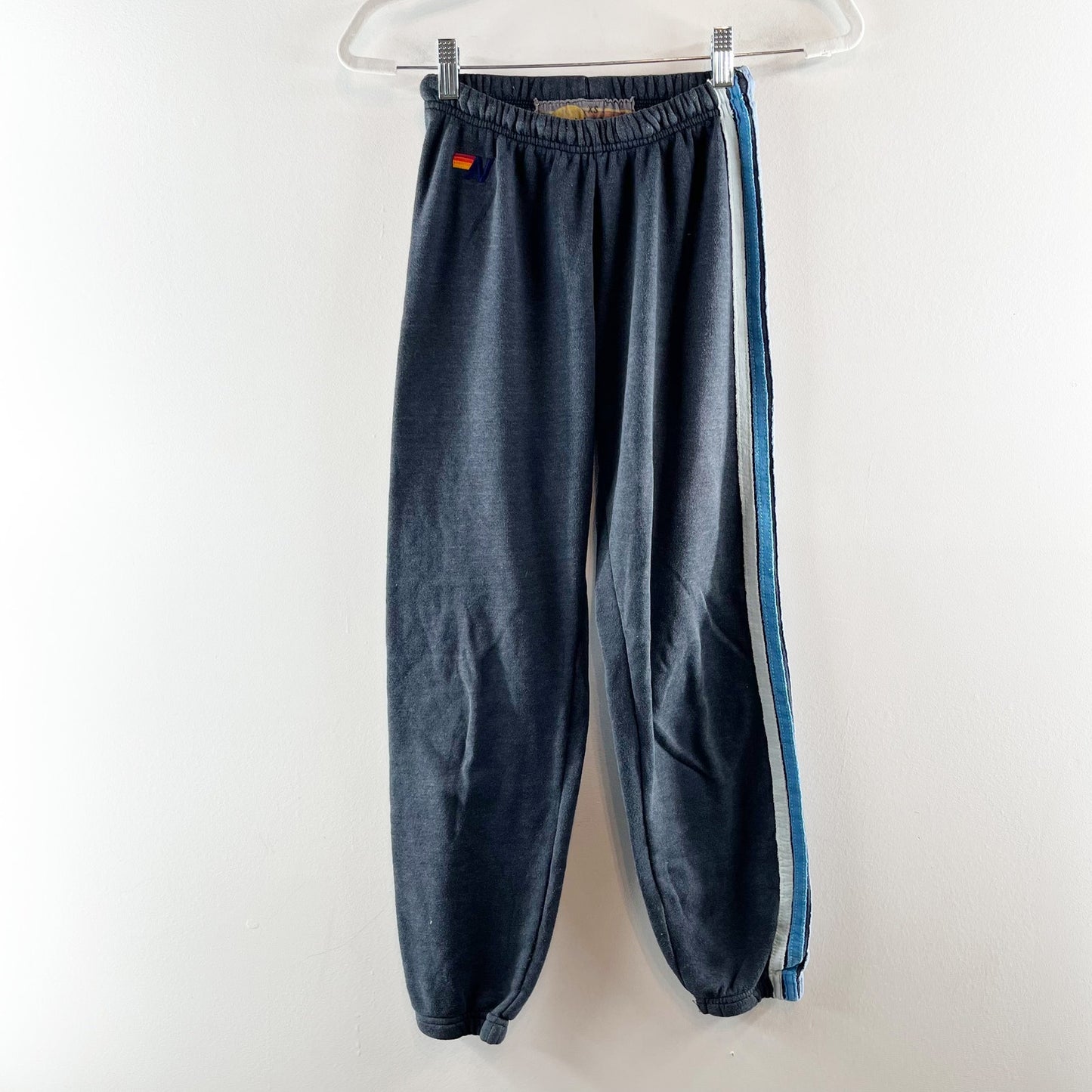 Aviator Nation 5 Stripe Jogger Sweatpants Navy Blue XS
