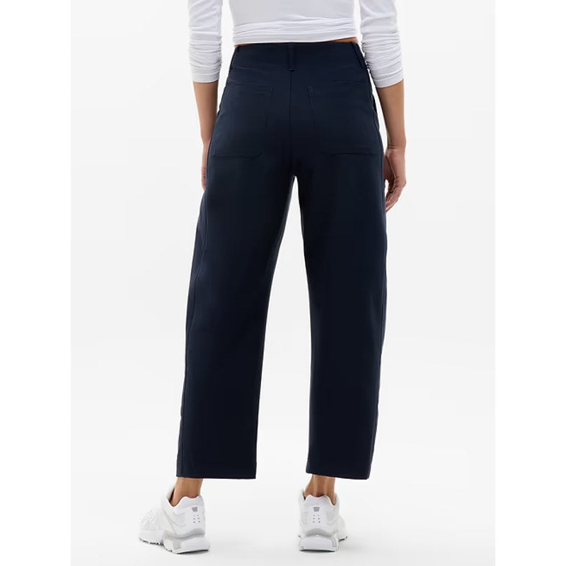 Athleta Skyline High Waisted Weekend Barrel Leg Trouser Pants Navy 8