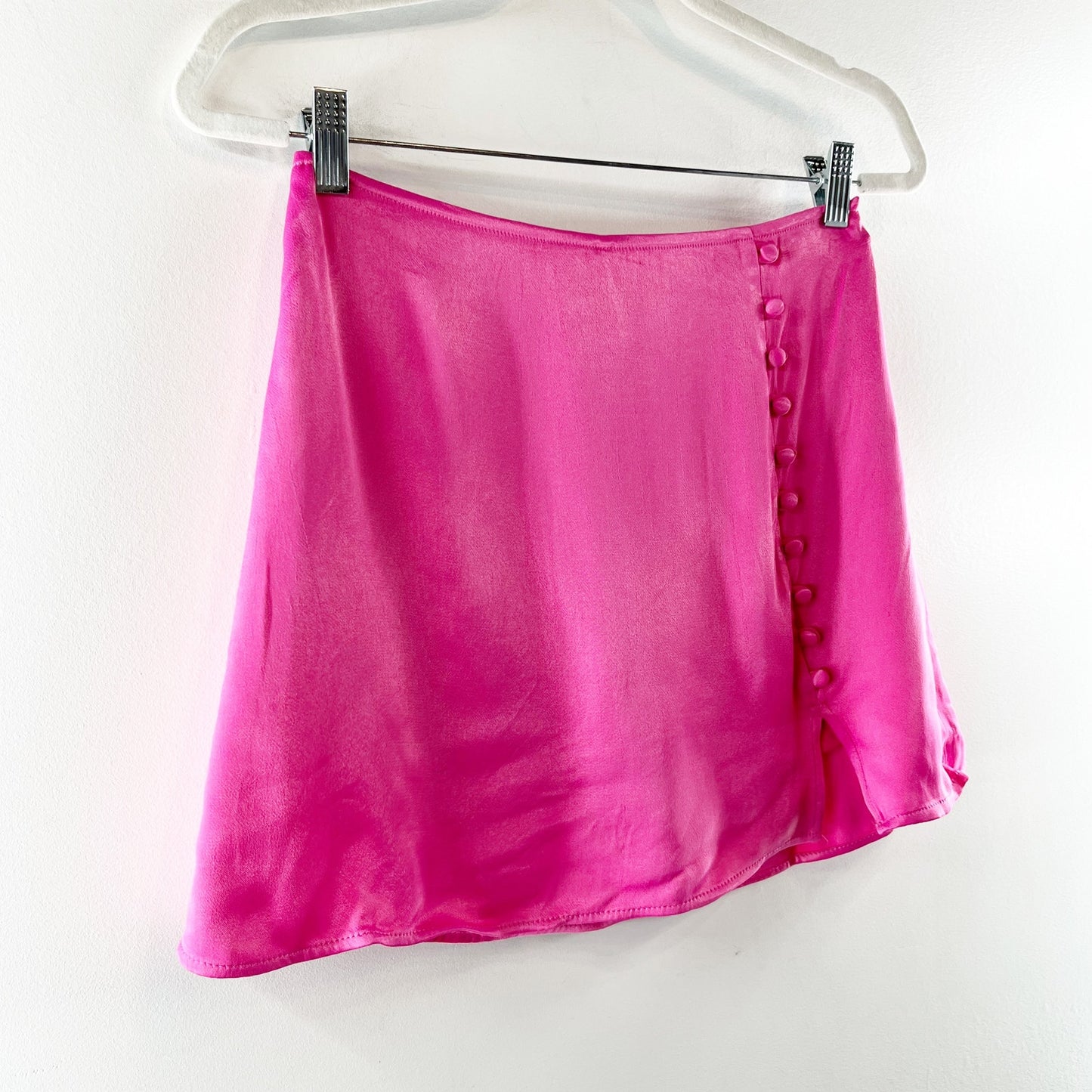 ZARA Satin Button Mini Skirt Skort Pink Small