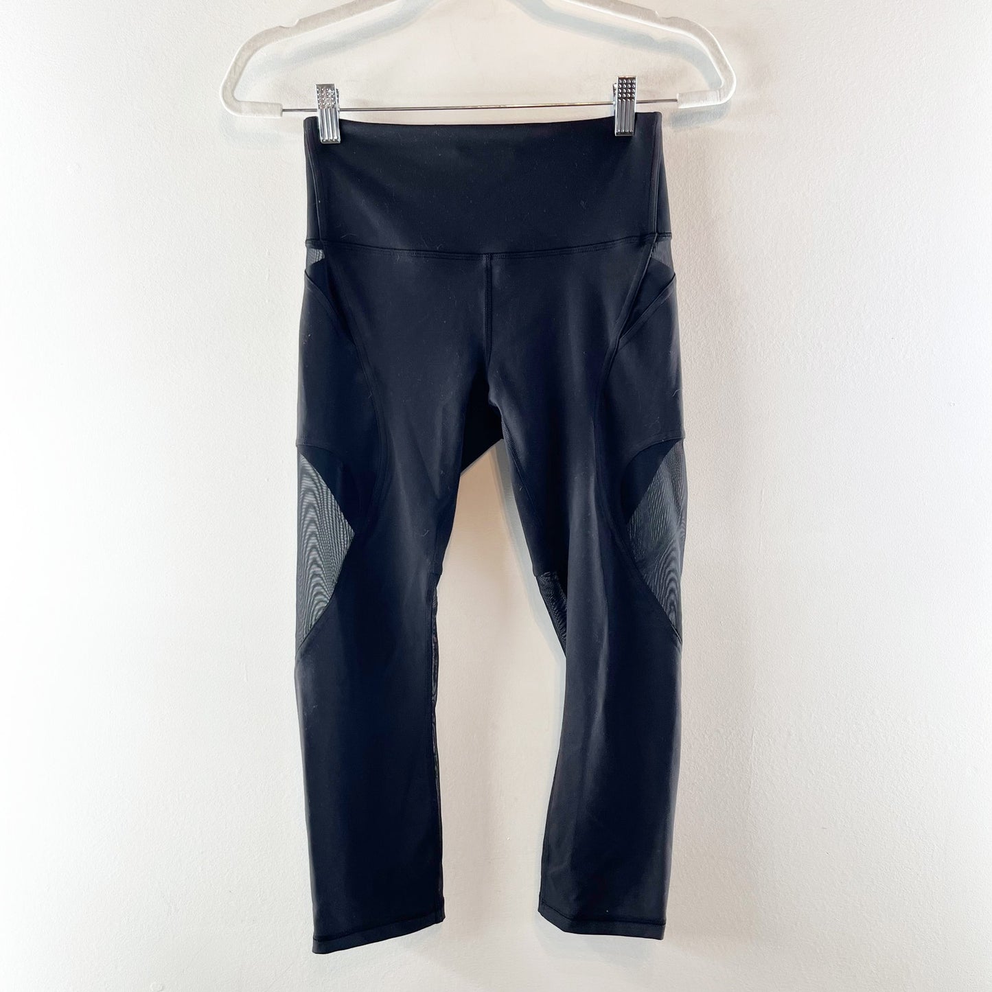 Lululemon Wunder Train Mesh Panel High-Rise Crop Leggings 21" Black 6
