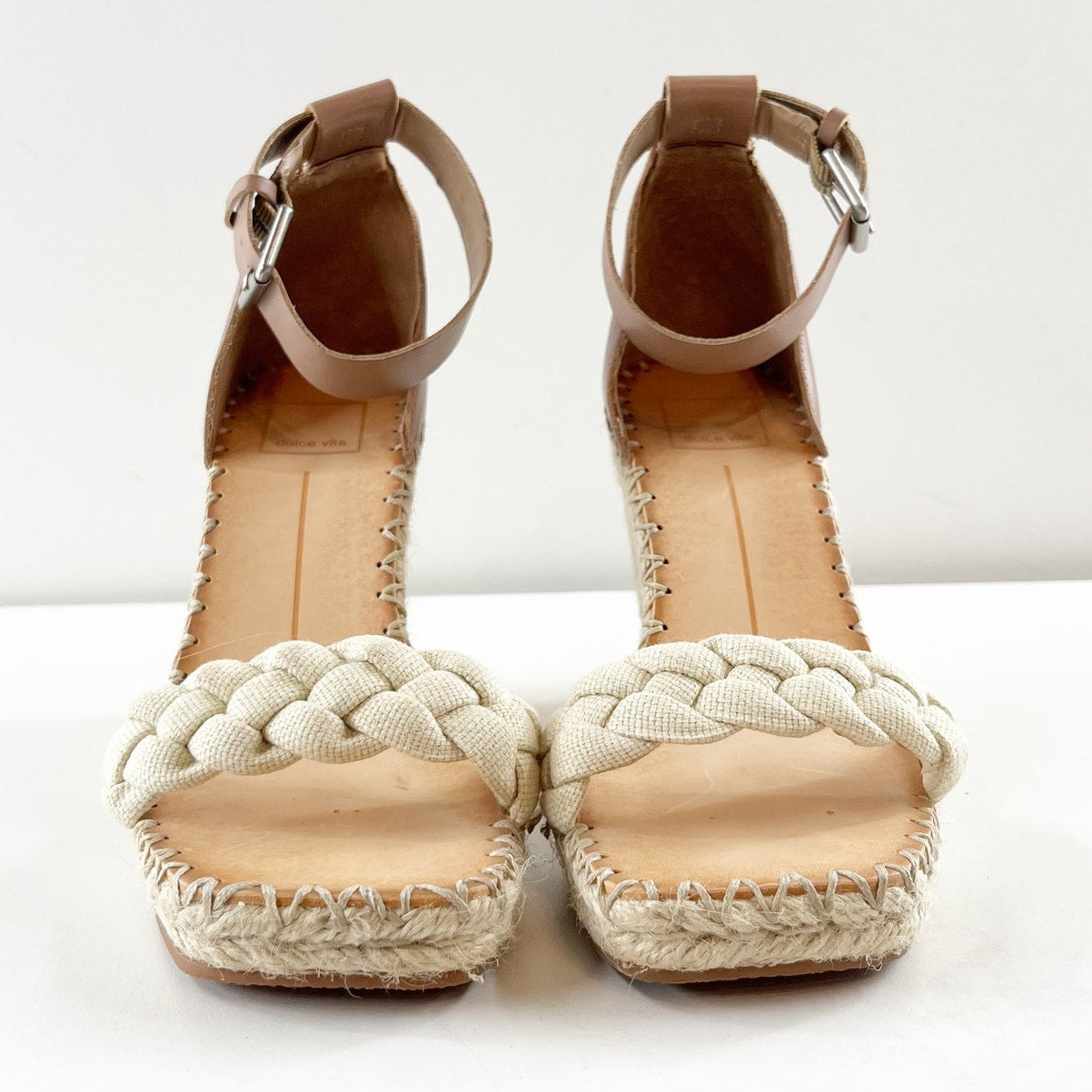 Dolce Vita Nilton Braided Platform Wedge Espadrille Sandal Sandstone Canvas 8