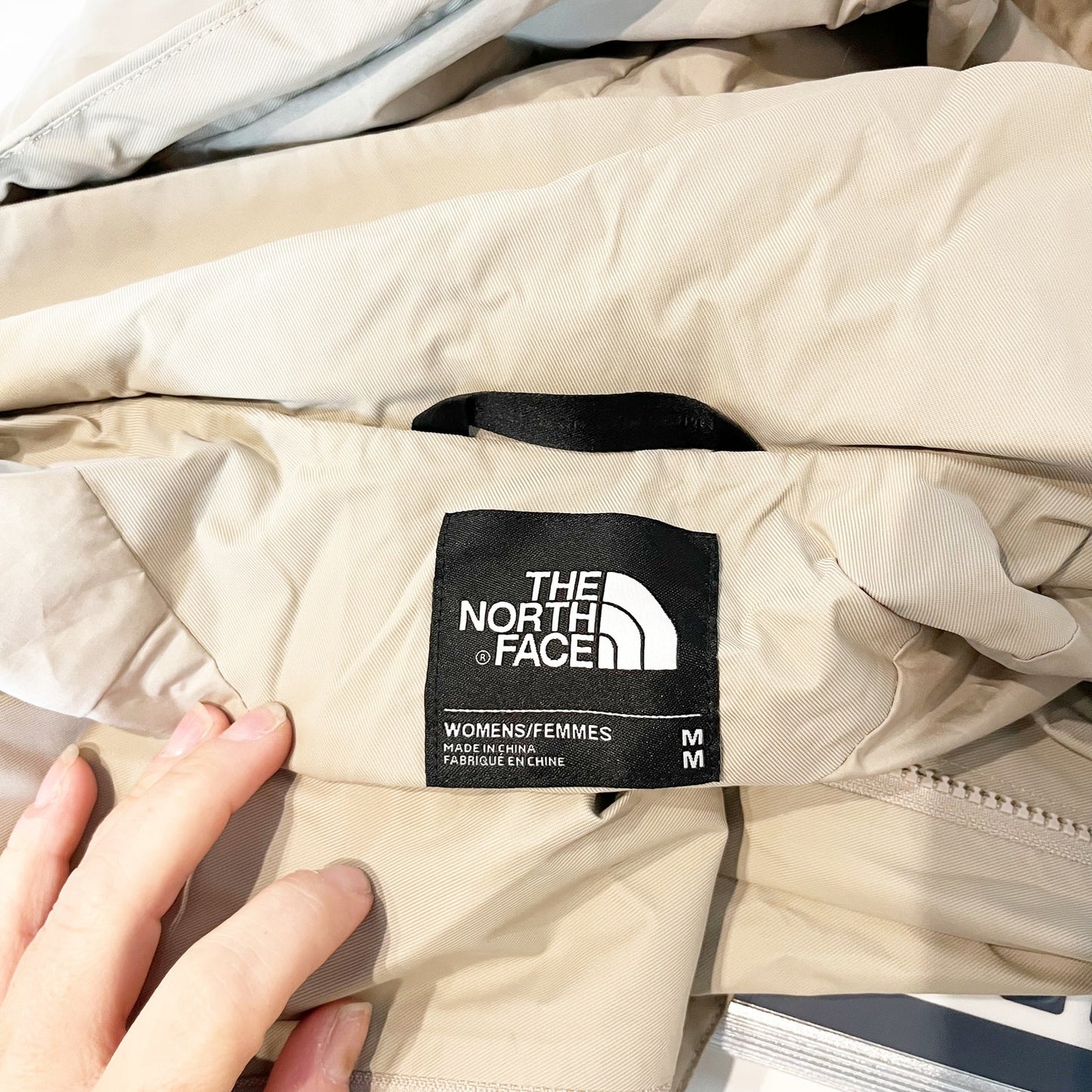 The North Face Kadin Long Sleeve Full Zip Hooded Trench Rain Coat Beige Medium