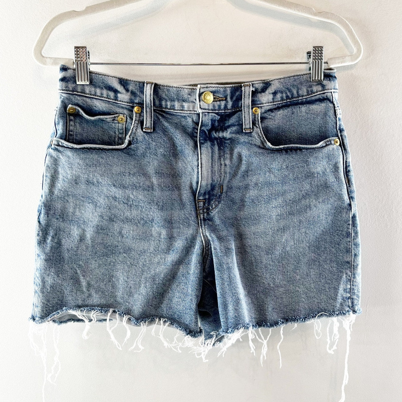 J. Crew High Rise Cutoff Jean Denim Frayed Hem Shorts Blue 27