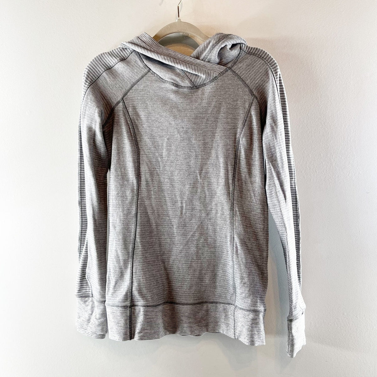 Lululemon Think Fast Hoodie Mini Check Pique White Heathered Slate Gray 8