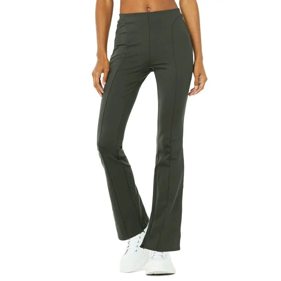 Alo Yoga Softsculpt High-Waisted Zip It Flare Legging Pants Cactus Green Small