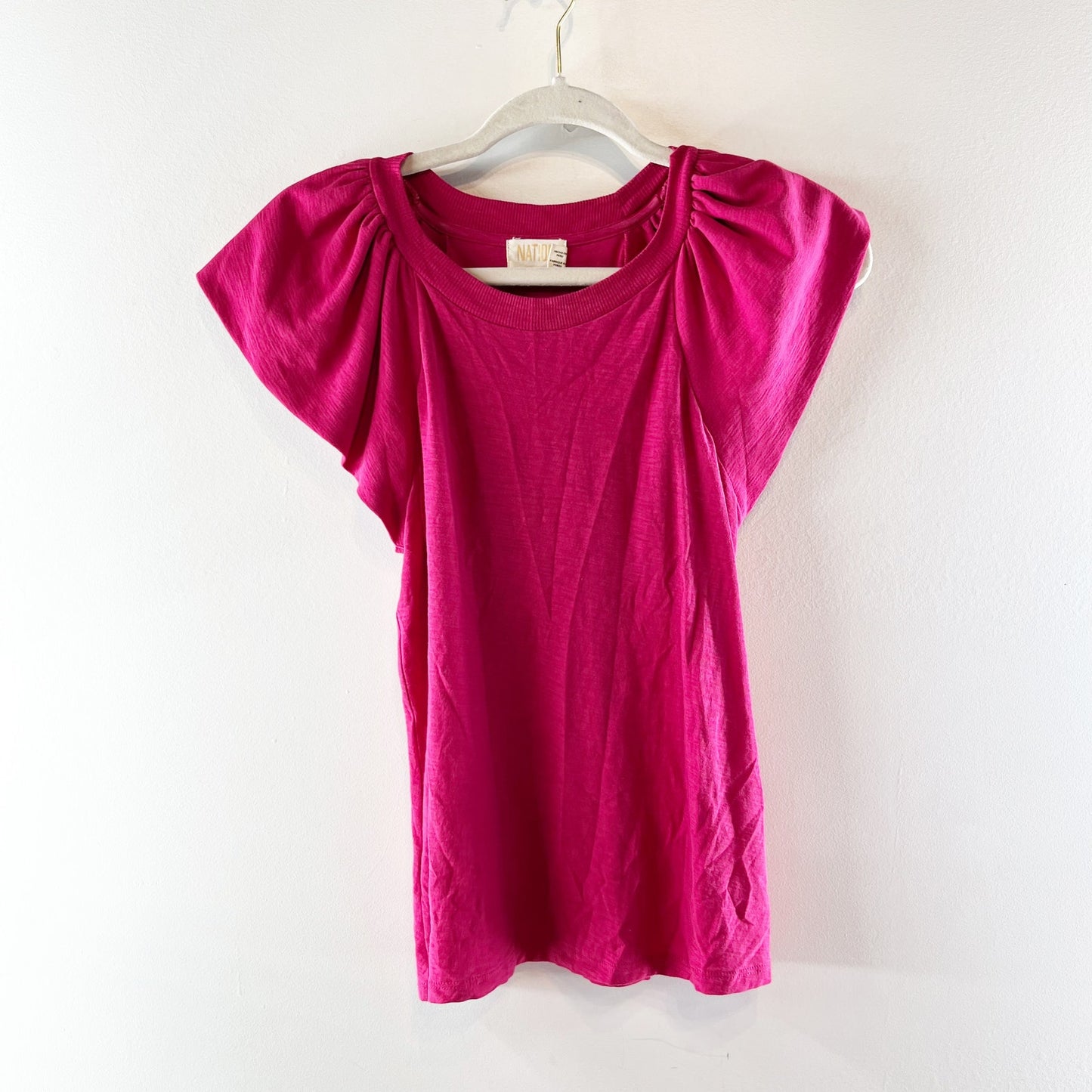 Nation LTD Lorna Flutter Sleeve Short Sleeve Tee Shirt Top Pink XS
