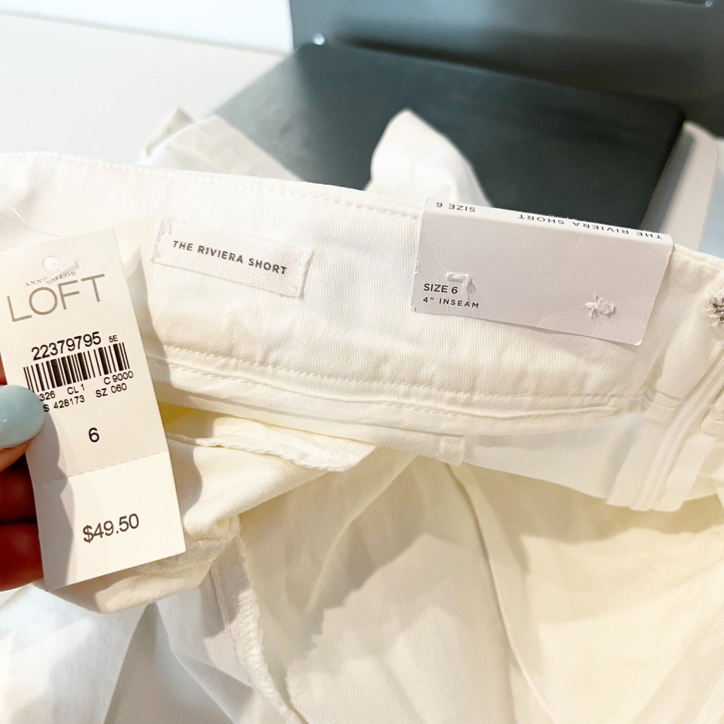 LOFT High Rise Riviera Sailor Chino Shorts with Buttons White 6