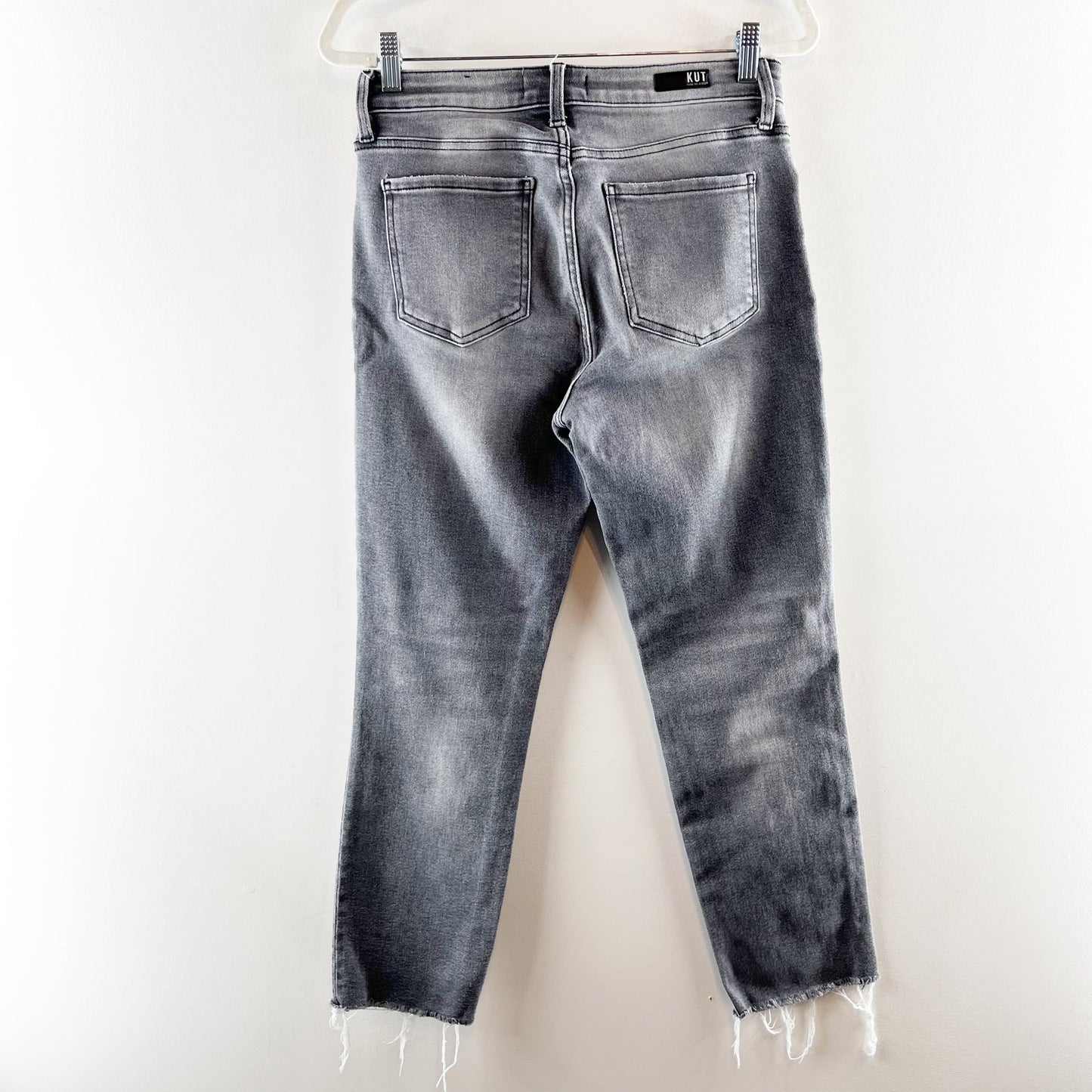 Kut From The Kloth Amy Button Fly Mid Rise Ankle Straight Leg Jeans Black 6